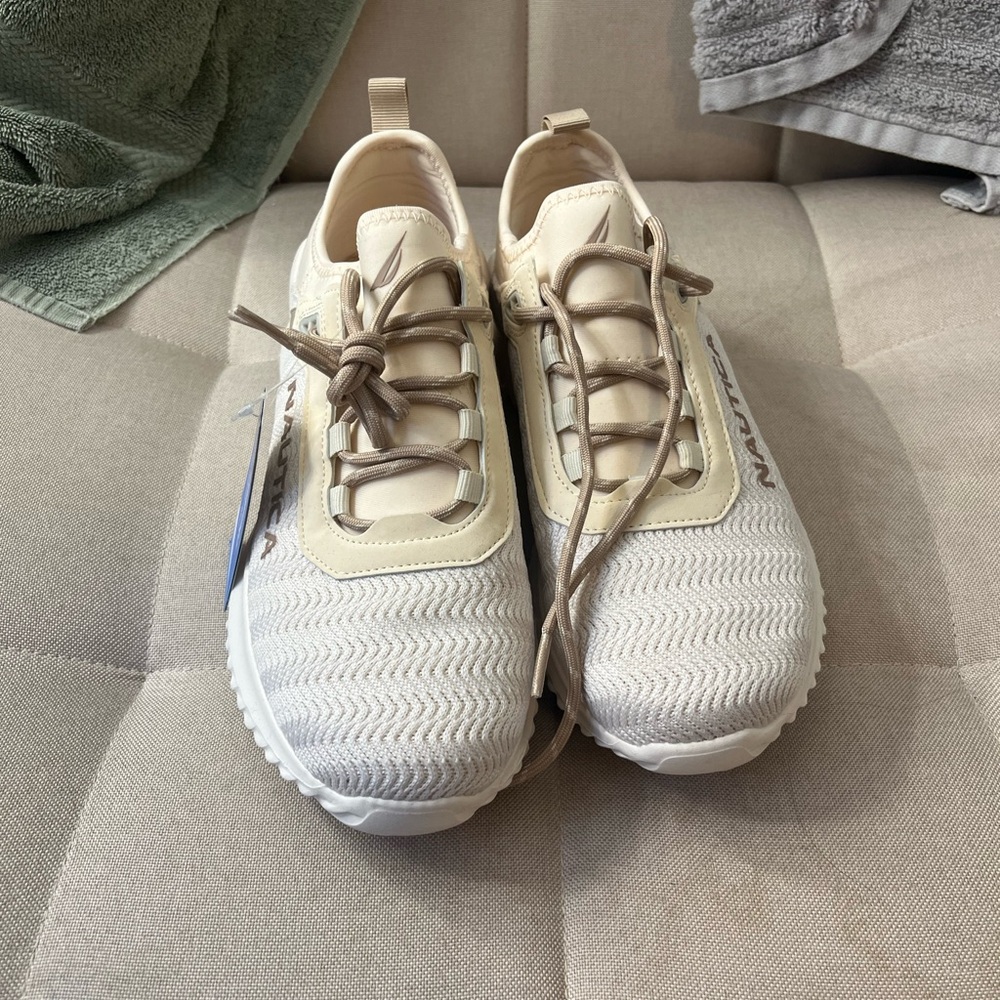 Nautica Beige and White Sneakers